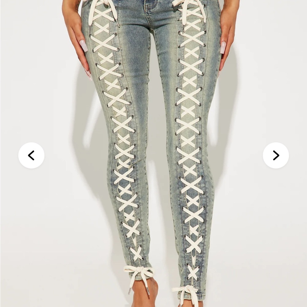 Stretch Lace-Up Vintage Jeans